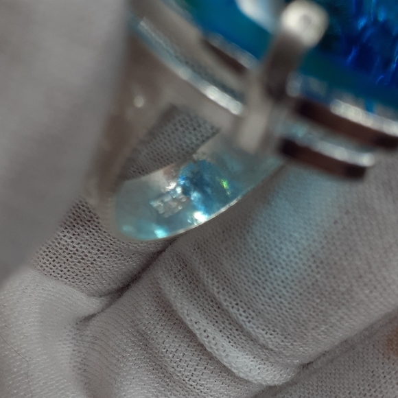 Beautiful Blue Topaz Teardrop S925 Ring - 9 gm TWp - Picture 5 of 8